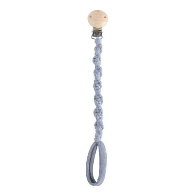 Attache Tétine Macramé Amory Atelier Macramé gris sur fond blanc