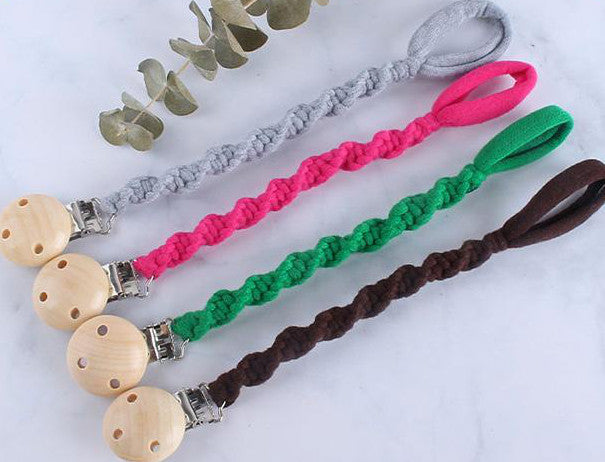 Attache Tétine Macramé Amory Atelier Macramé Gris Rose Vert Marron