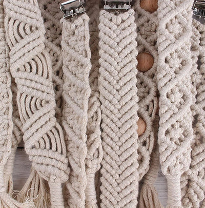 Attache Tétine Macramé Hortence Atelier Macramé détails du tressage des fils de coton