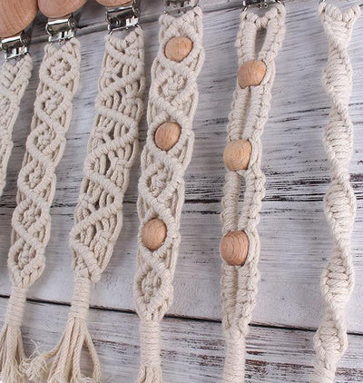 Attache Tétine Macramé Hortence Atelier Macramé perle en bois
