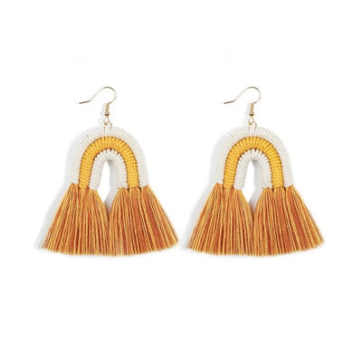 Boucle Oreille Macramé Jaune