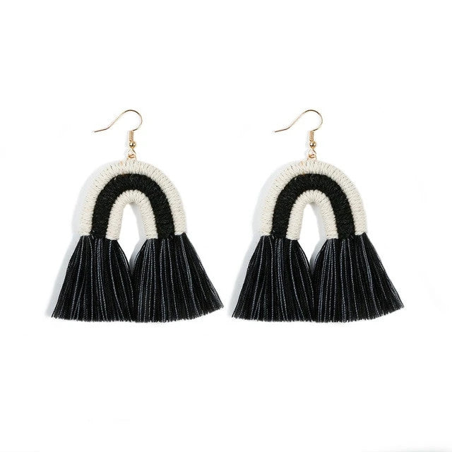 Boucle Oreille Macramé Noir