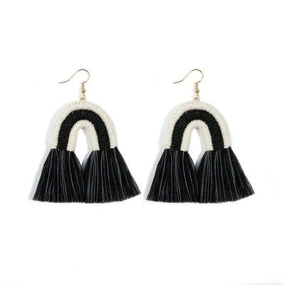 Boucle Oreille Macramé Noir