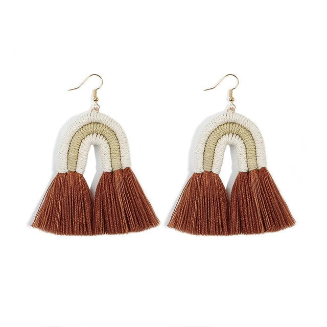 Boucle Oreille Macramé Ocre