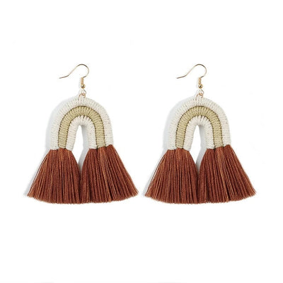 Boucle Oreille Macramé Ocre