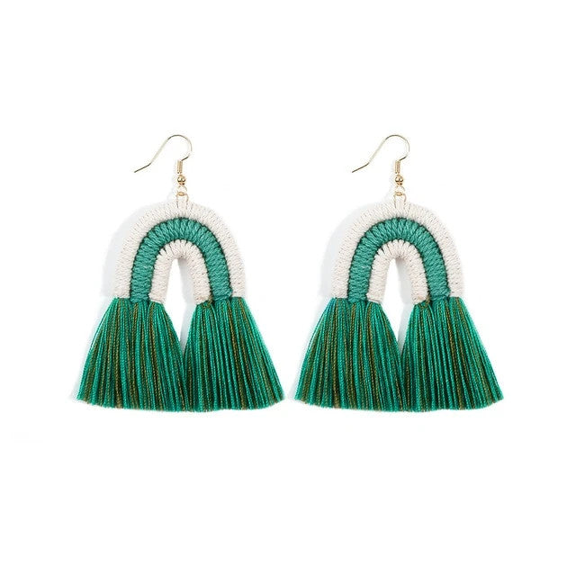Boucle Oreille Macramé Vert