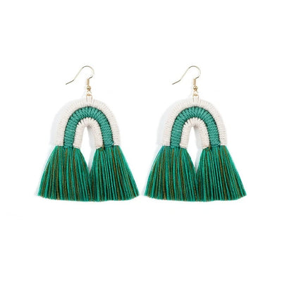 Boucle Oreille Macramé Vert