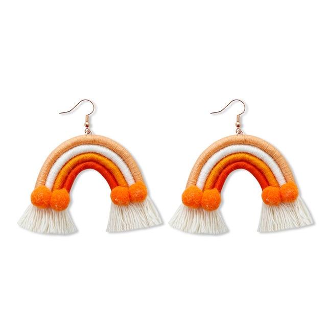 Boucle d'Oreille en Macramé Orange