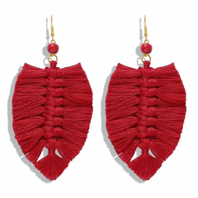 Boucle d'oreille Macramé Bordeaux