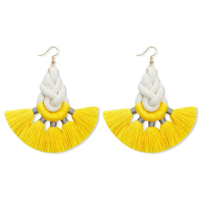 Boucle d'Oreille Macramé Jaune