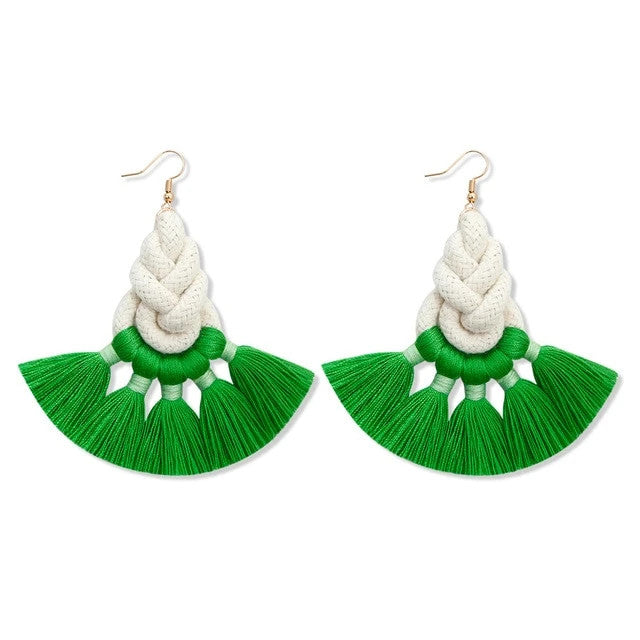 Boucle d'Oreille Macramé Vert