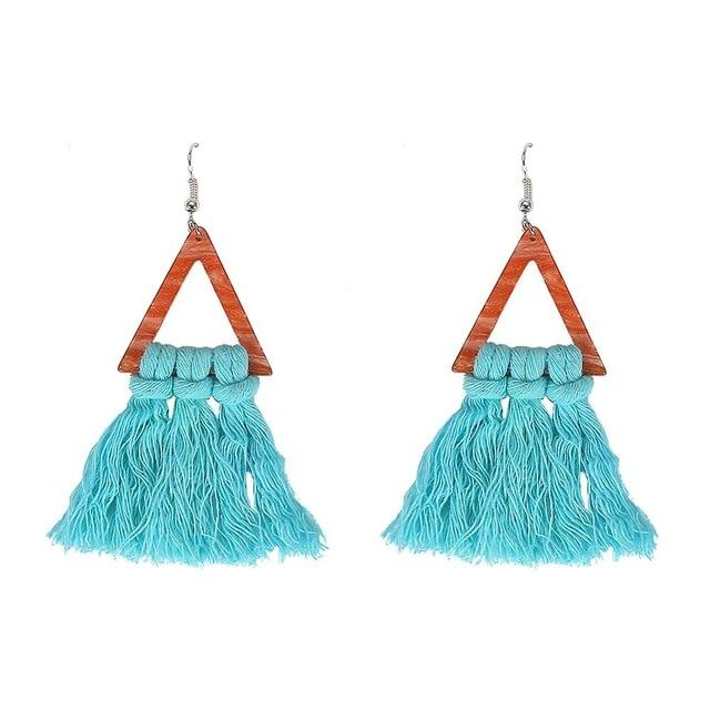 Boucle d'Oreille en Macrame bleu