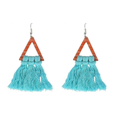 Boucle d'Oreille en Macrame bleu