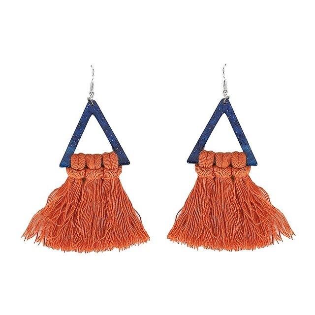 Boucle d'Oreille en Macrame rouge