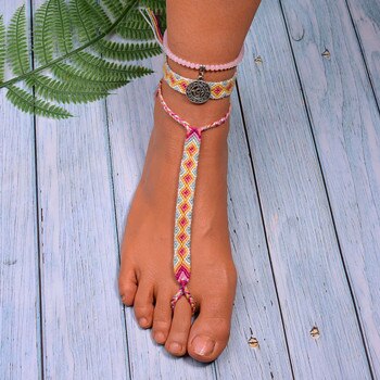 Bracelet Cheville Macramé Tri color