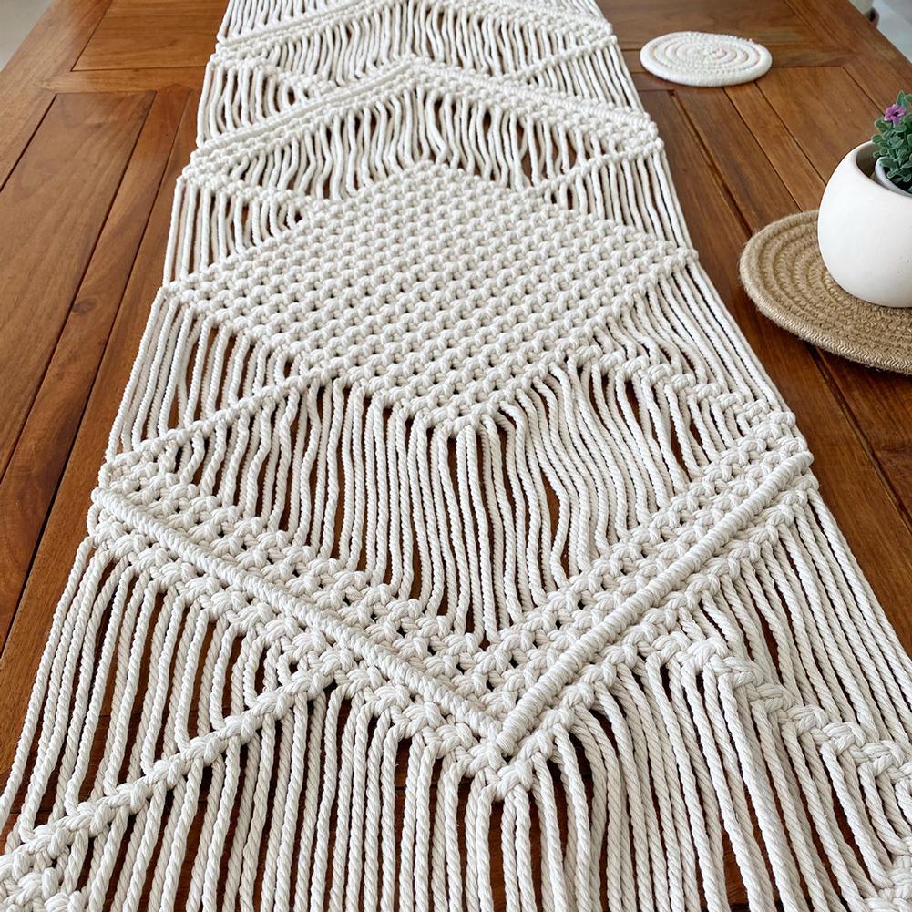 Chemin de Table en Macramé tressage Blanc