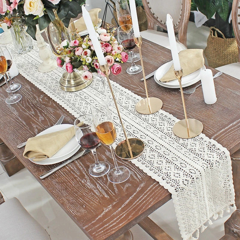 Chemin de Table Macramé Blanc
