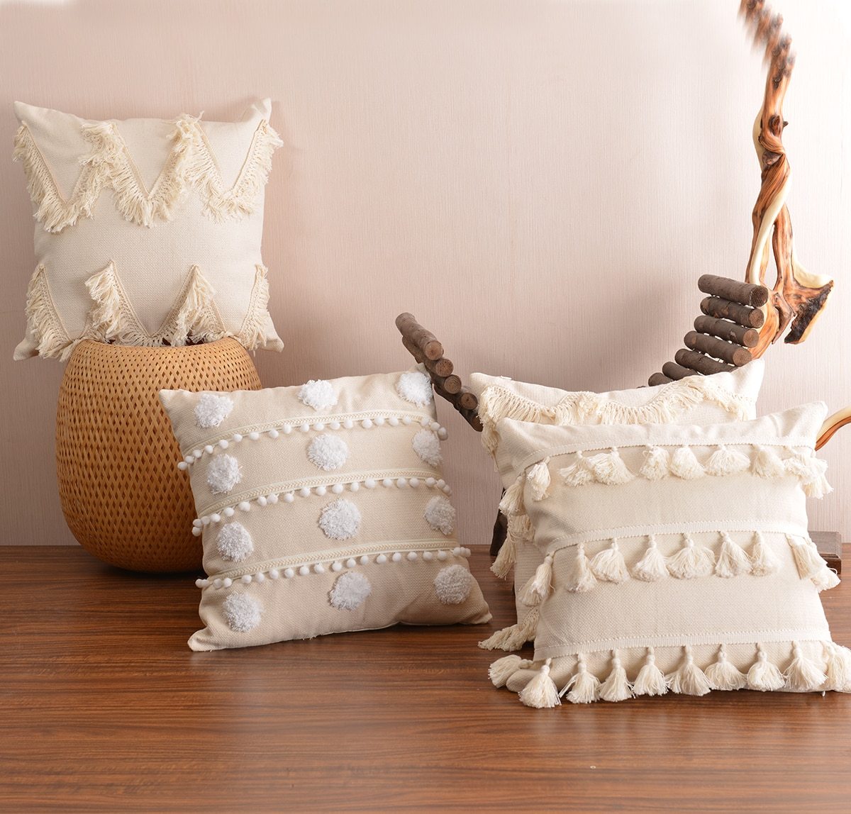 Coussin Macramé Blanc