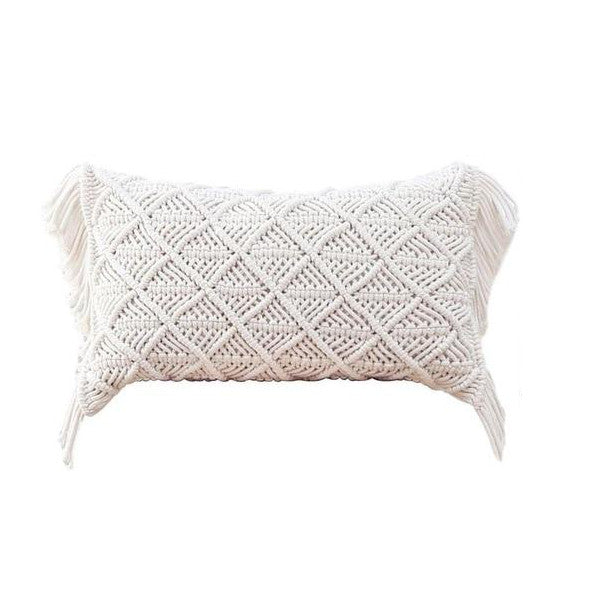 Coussin Blanc Macramé