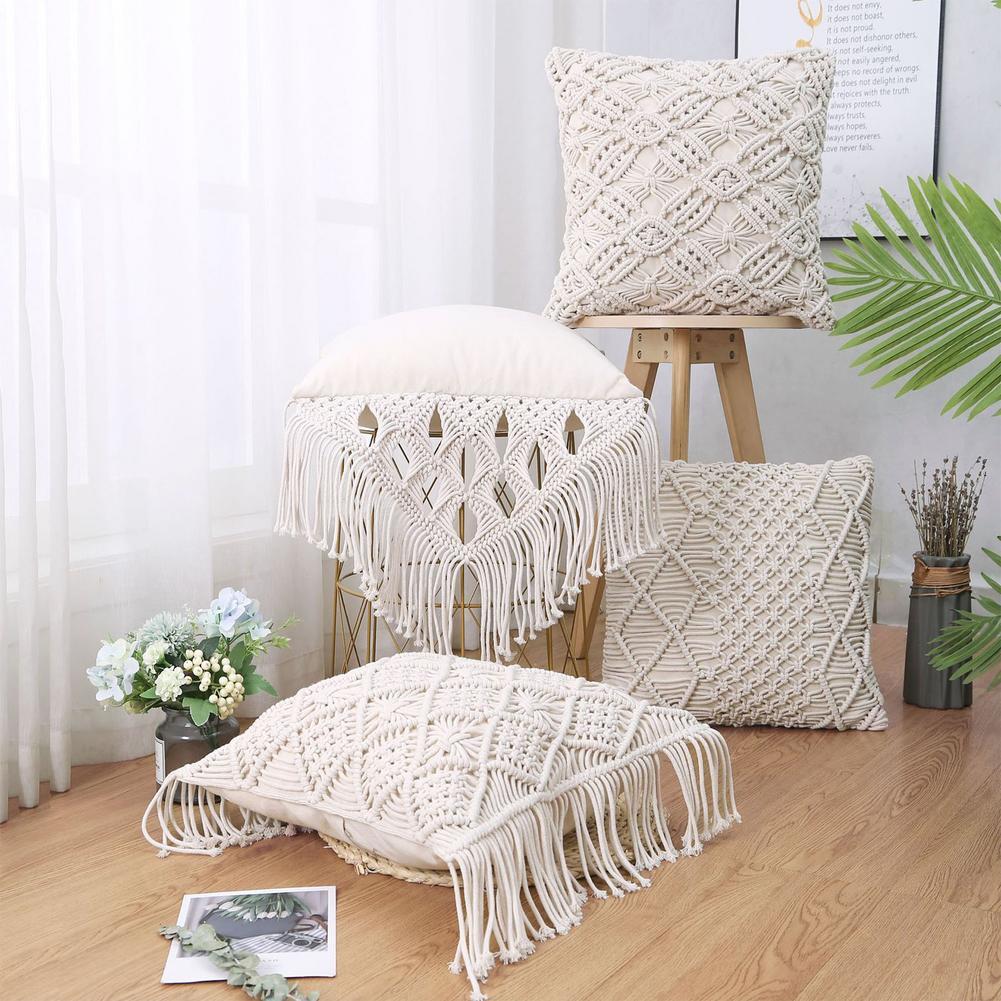 Coussin Macramé beige