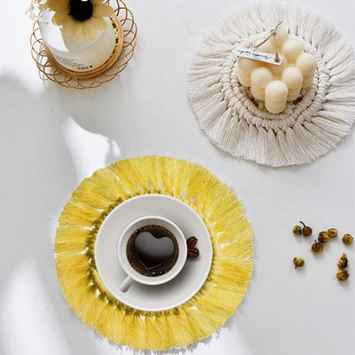 Macrame Dessous de Verre Jaune