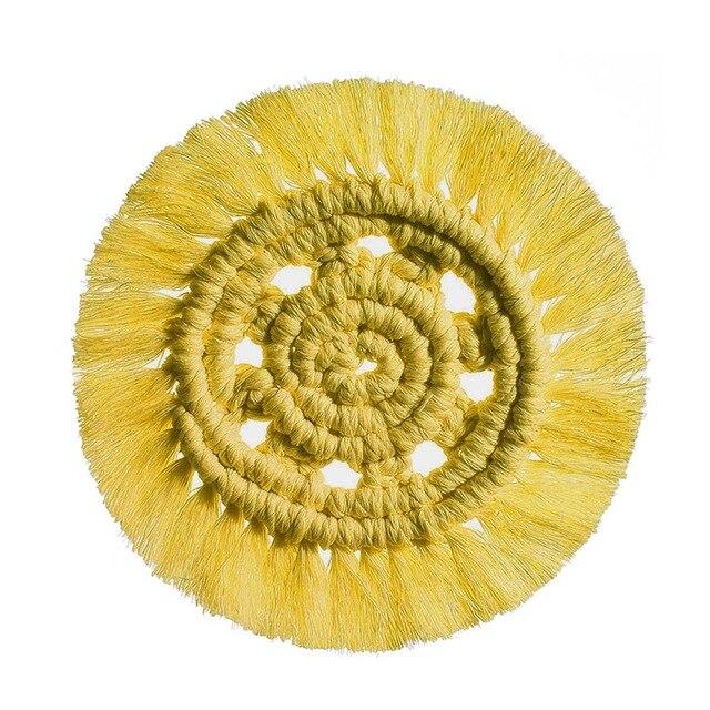 Macramé Dessous de Verre Jaune
