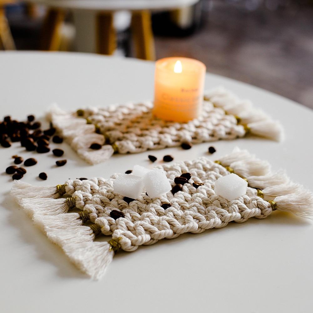 Dessous de Verre en Macramé blanc