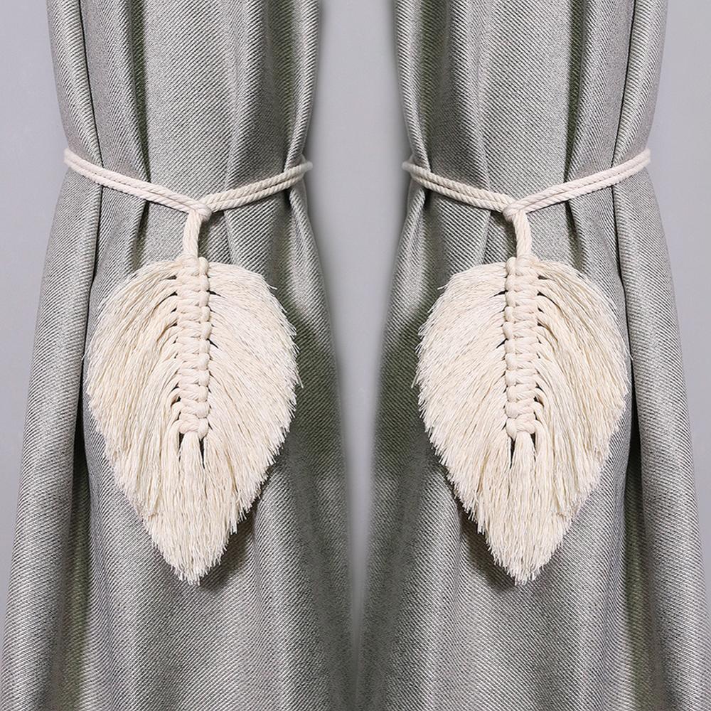 Embrasse Rideau en Tissue Olivine Atelier Macramé doubles attaches rideaux gris