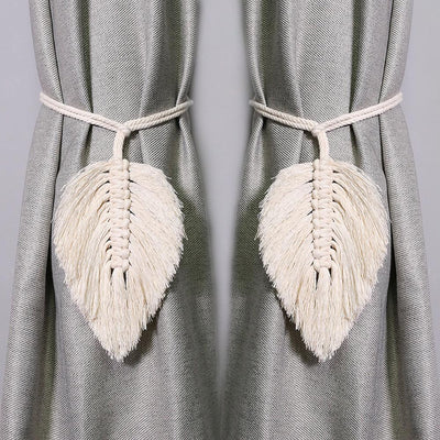 Embrasse Rideau en Tissue Olivine Atelier Macramé doubles attaches rideaux gris