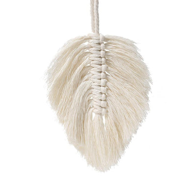 Embrasse Rideau en Tissue Olivine Atelier Macramé sur fond blanc avec une feuille en coton