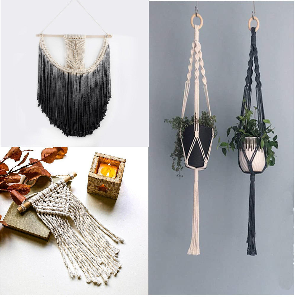 Kit Débutant Macramé Oxana Atelier Macramé exemple de création avec le kit débutant : macramé et suspension muraux.