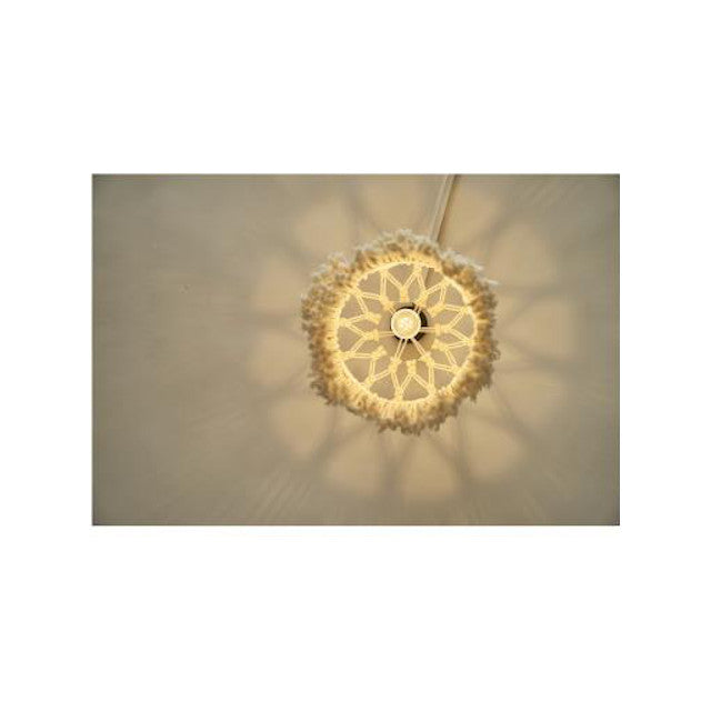 Lustre Macramé Linette Atelier Macramé allumé vue du dessous