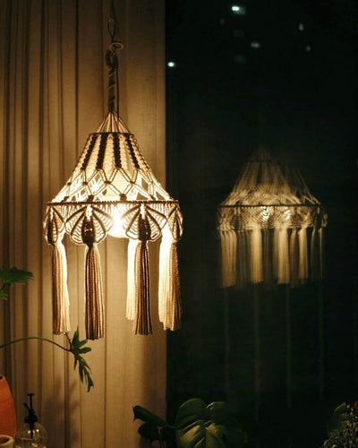 Lustre Macramé Nour Petite Taille Atelier Macramé dans la nuit