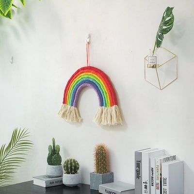 Macramé Mural Arc-en-ciel Atelier Macramé décor livre