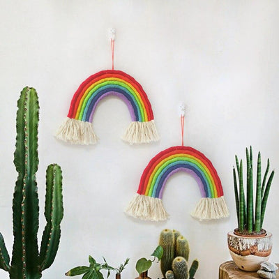 Macramé Mural Arc-en-ciel Atelier Macramé décor deux arc en ciel