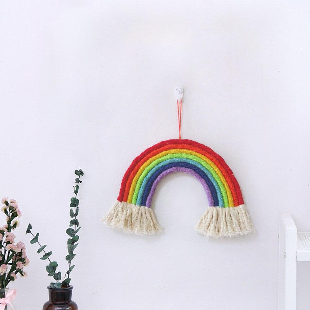 Macramé Mural Arc-en-ciel Atelier Macramé fond blanc plantes