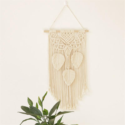 Macramé Mural Charlie Atelier Macramé couleur blanc avec décor plante