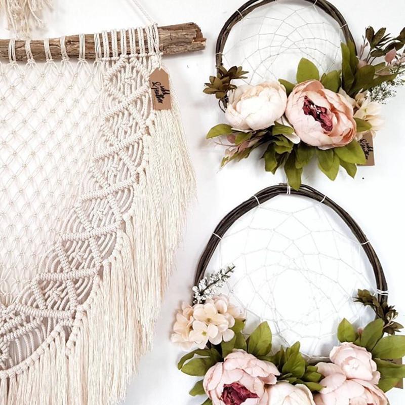 Macramé Mural Evelyne Atelier Macramé avec décor de fleurs