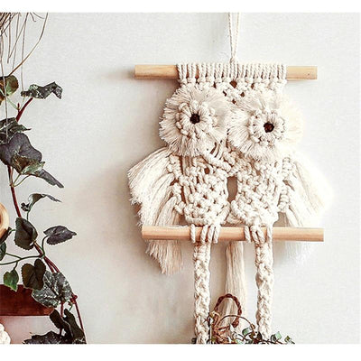 Macramé Mural Hibou Atelier Macramé avec tressage en coton