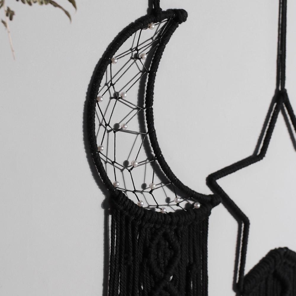 Macramé Mural Noir avec perles