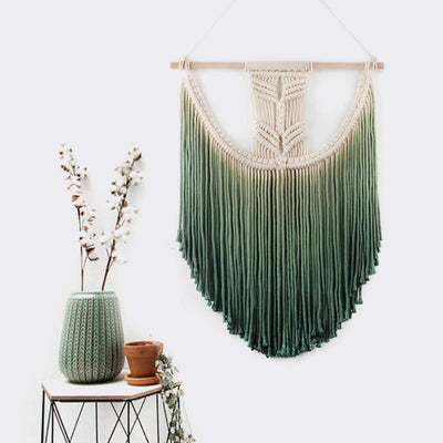 Macramé Mural Mathilda Atelier Macramé couleur vert sapin avec décor plantes