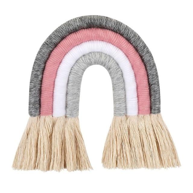 Arc en Ciel en Macramé gris et rose