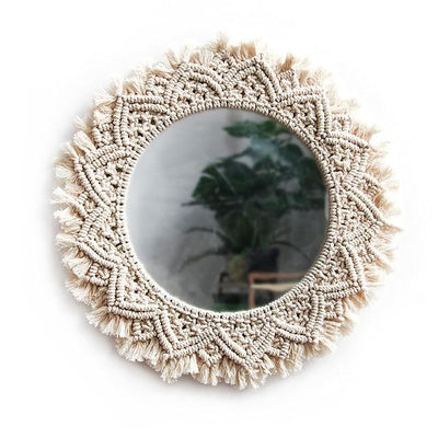 Miroir en macramé Soleia Atelier Macramé sur fond blanc