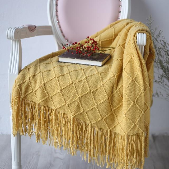 Plaid en Macramé Jaune