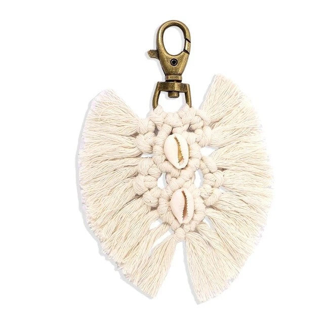 Porte Clé en Macramé Blanc