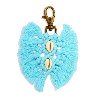 Porte Clé en Macramé Bleu