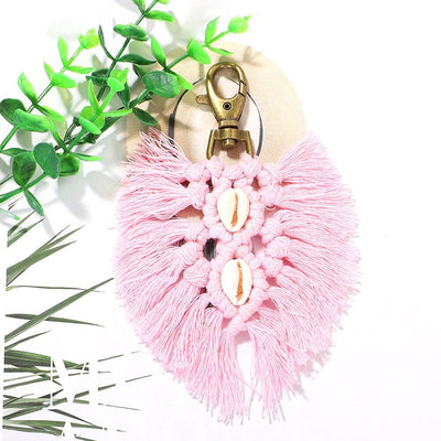 Porte Clé en Macramé Rose