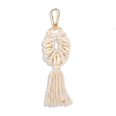 Macramé Porte Clé blanc