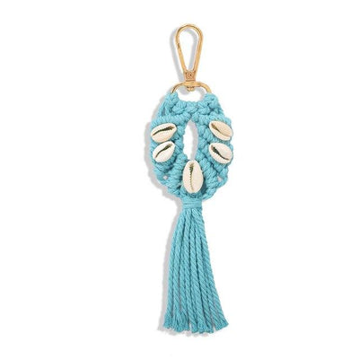 Macramé Porte Clé bleu