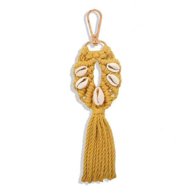 Macramé Porte Clé jaune